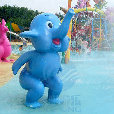 चिल्ड्रन प्ले पूल वाटर स्प्रे छोटा हाथी, फाइबरग्लास खड़ा जानवर - नीला